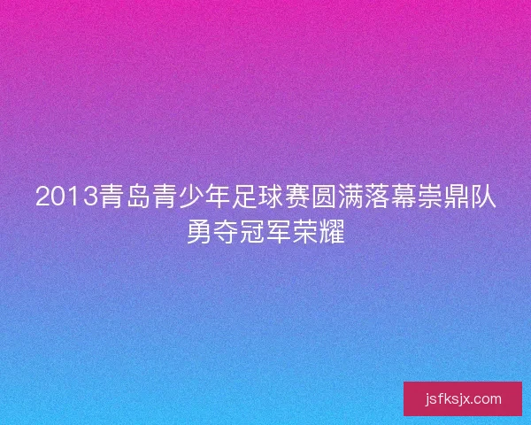 2013青岛青少年足球赛圆满落幕崇鼎队勇夺冠军荣耀