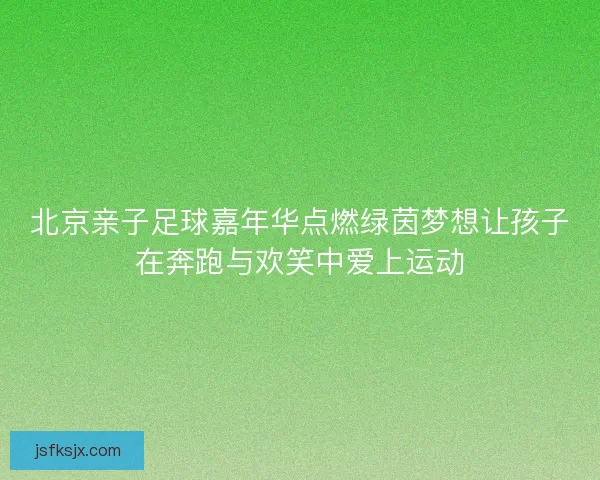 北京亲子足球嘉年华点燃绿茵梦想让孩子在奔跑与欢笑中爱上运动