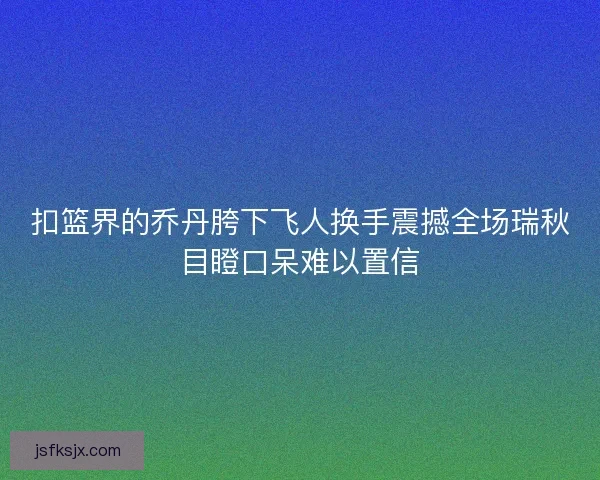 扣篮界的乔丹胯下飞人换手震撼全场瑞秋目瞪口呆难以置信